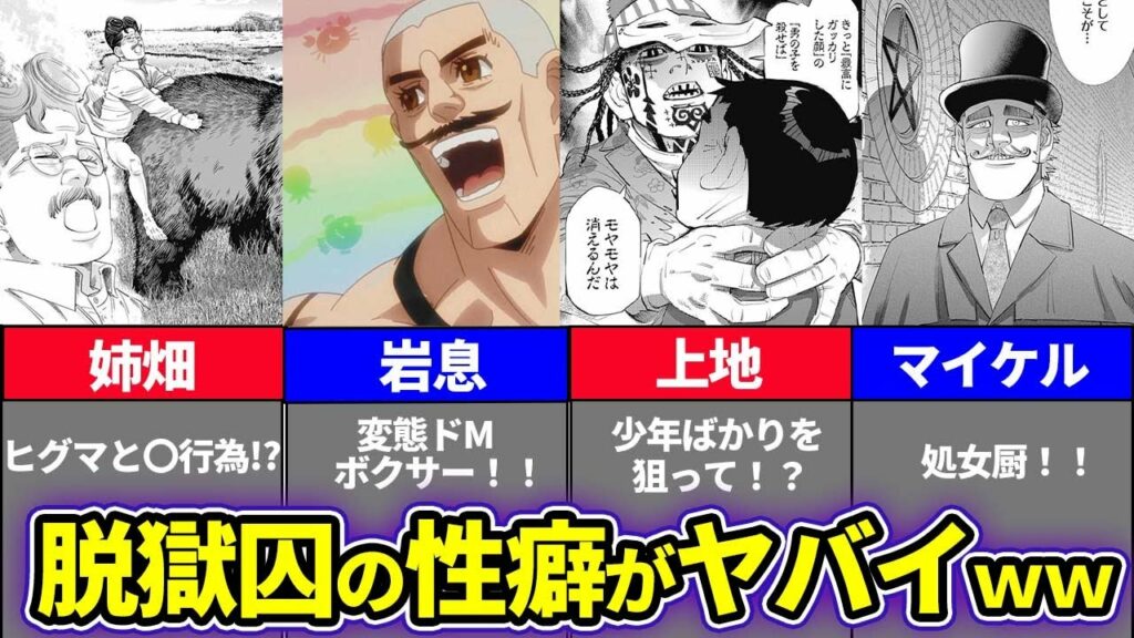 【ゴールデンカムイ考察】頭のおかしすぎる囚人達を一挙紹介!!刺青脱獄囚まとめ 第二部!!!