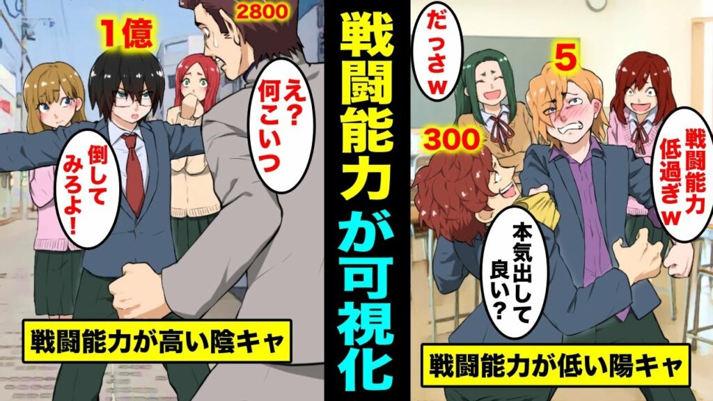 【漫画】戦闘能力が可視化されたらどうなるのか?戦闘能力が一瞬でわかる世界とは?