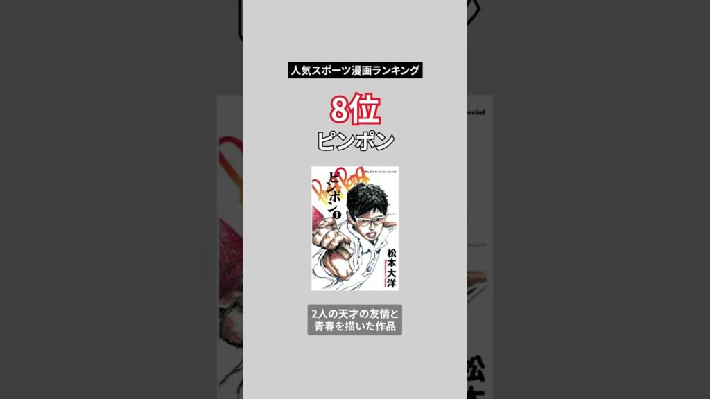 #スポーツ漫画 #人気 #ランキング #giantkilling #モンキーターン #ピンポン #ダイヤのa