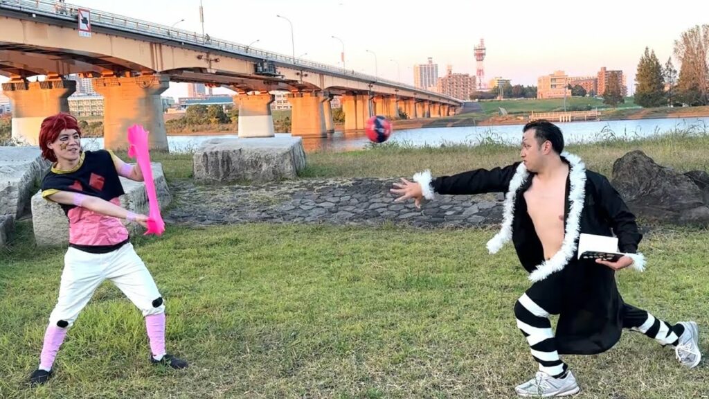 バンジーガムで遊ぶヒソカとクロロ