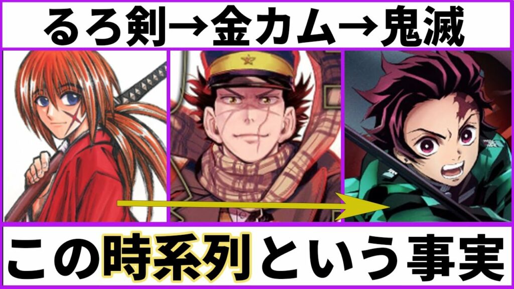 時系列的には『るろうに剣心』→『ゴールデンカムイ』→『鬼滅の刃』という事実【あにまん考察】