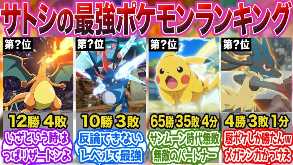 【ポケモン/アニポケ】歴代サトシの手持ちポケモン戦績&最強ランキングに対する読者の反応集