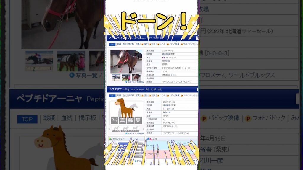 人気漫画・アニメが由来?競走馬の名前【アーニャワクワク|ペプチドアーニャ】#shorts
